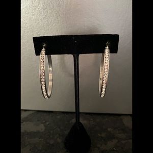 2” Silver-tone Crystal Hoops